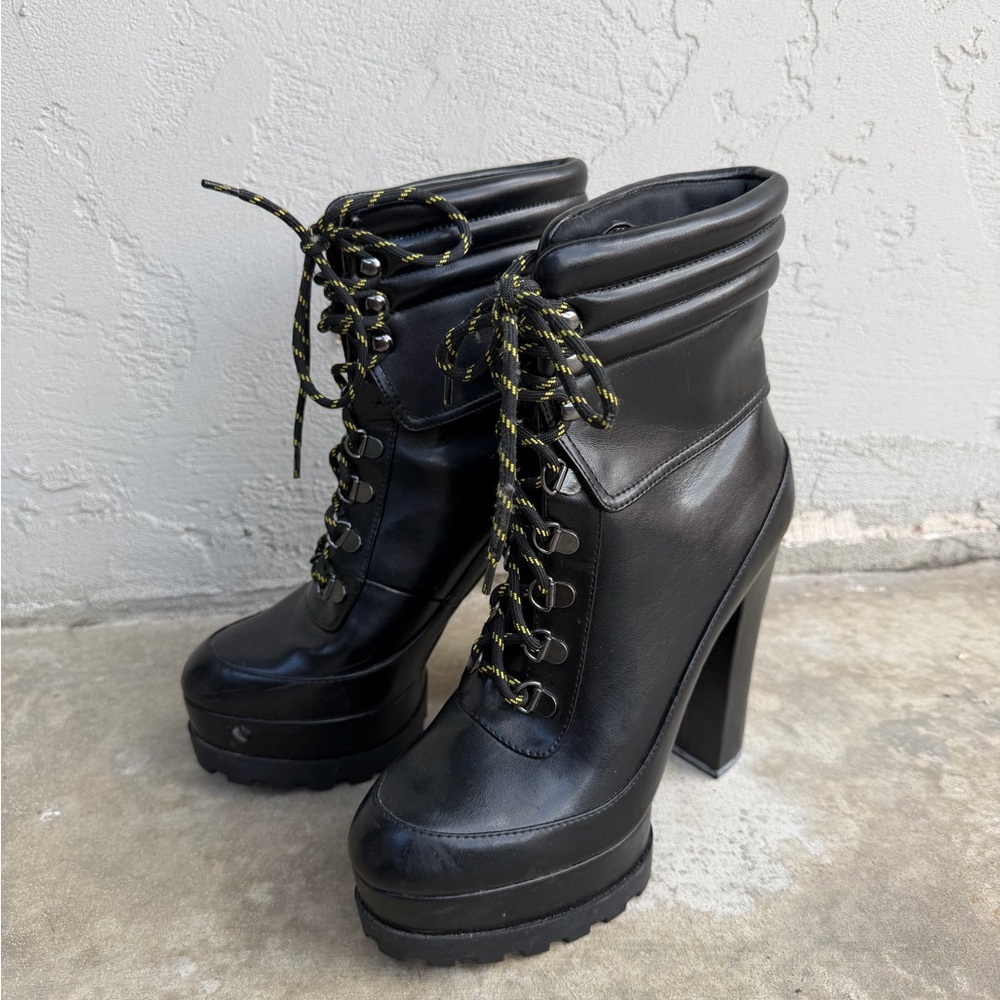 Jessica Simpson Black Lace-Up Heeled Boots